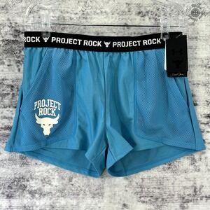 NWT Under Armour Project Rock‎ Girls Play Up Shorts Glacier Blue Size XL